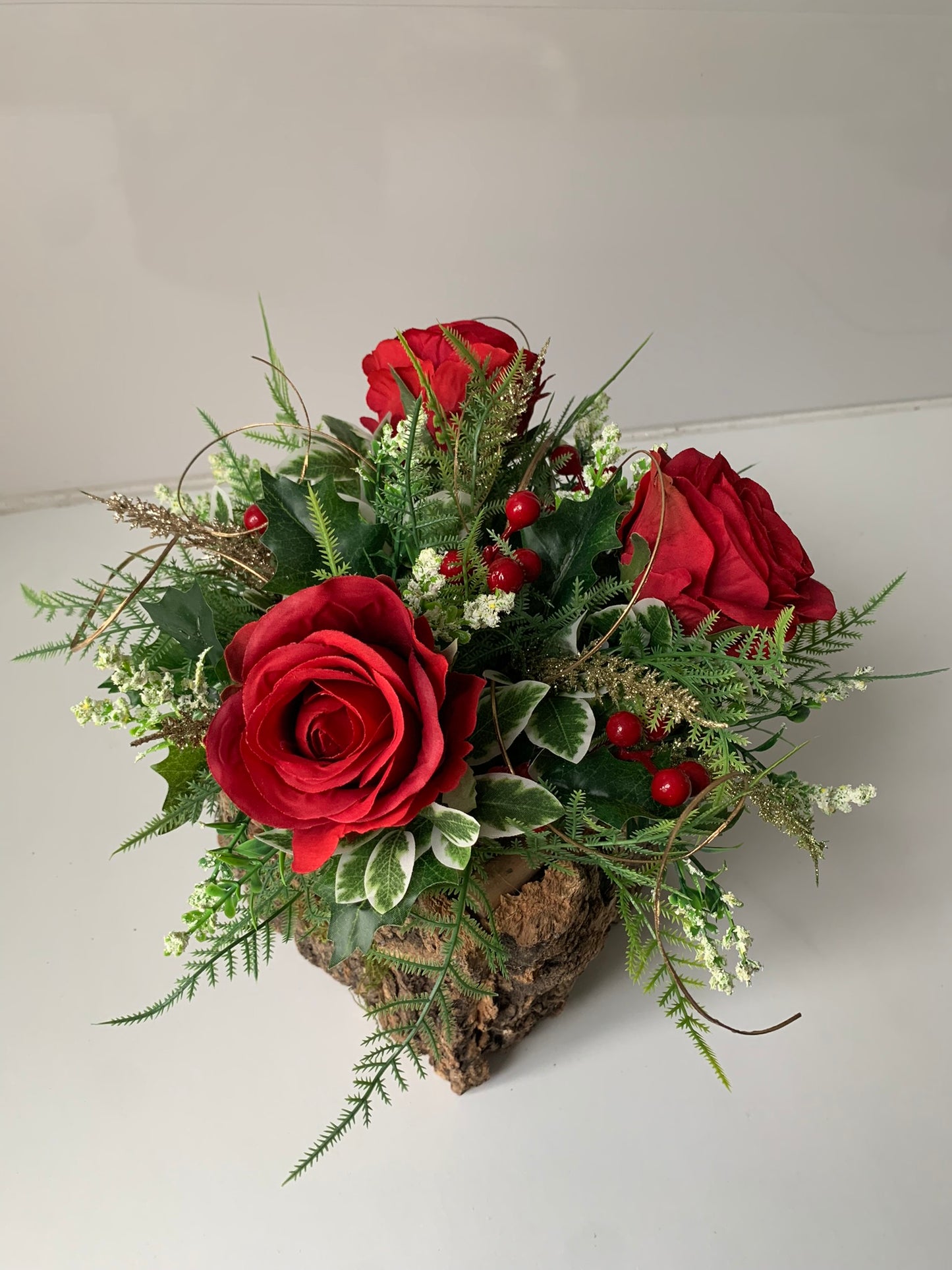 Red Rose Christmas Flower Arrangement