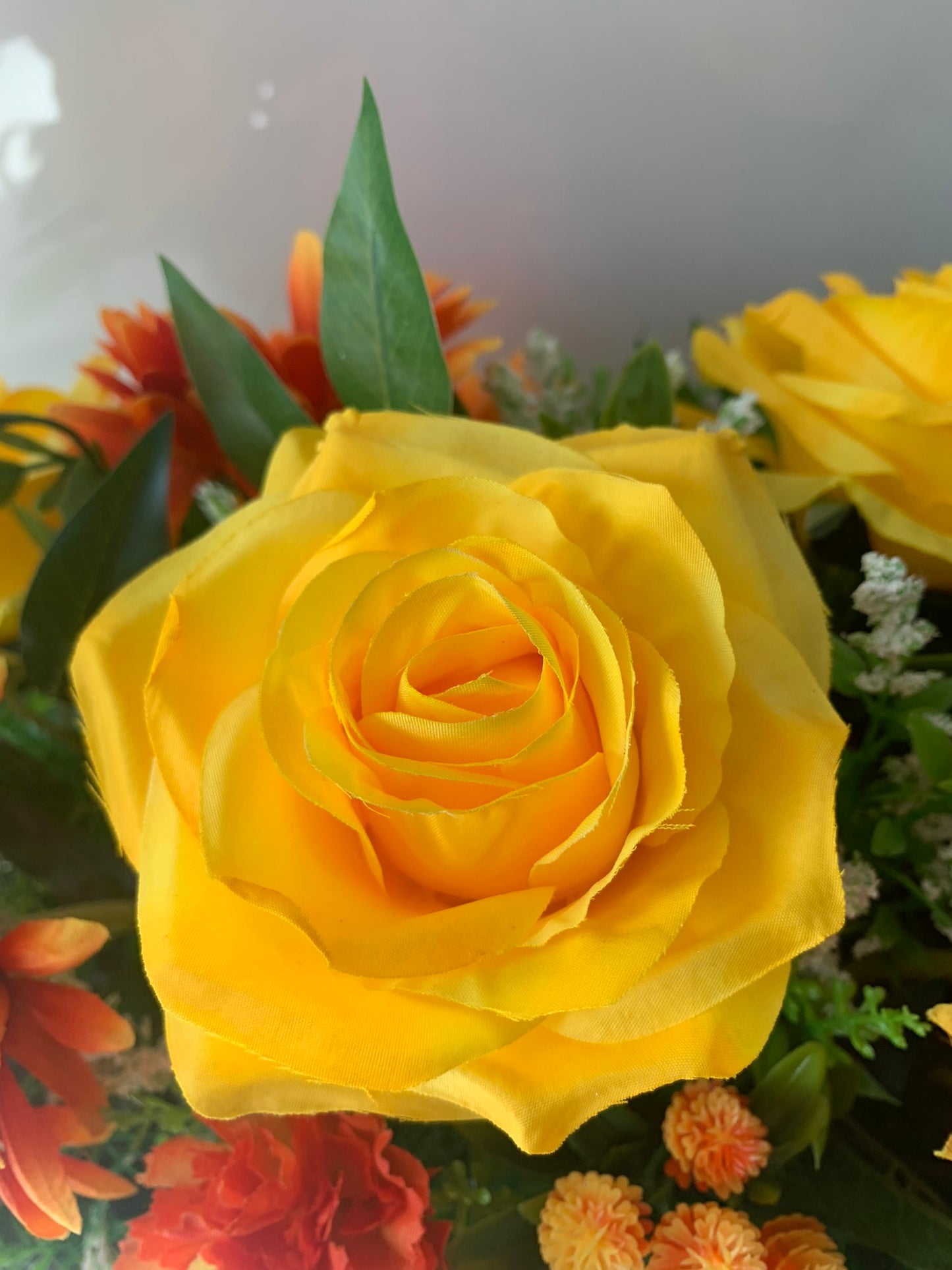 Gerbera and Rose Wicker Basket Flower Arrangement