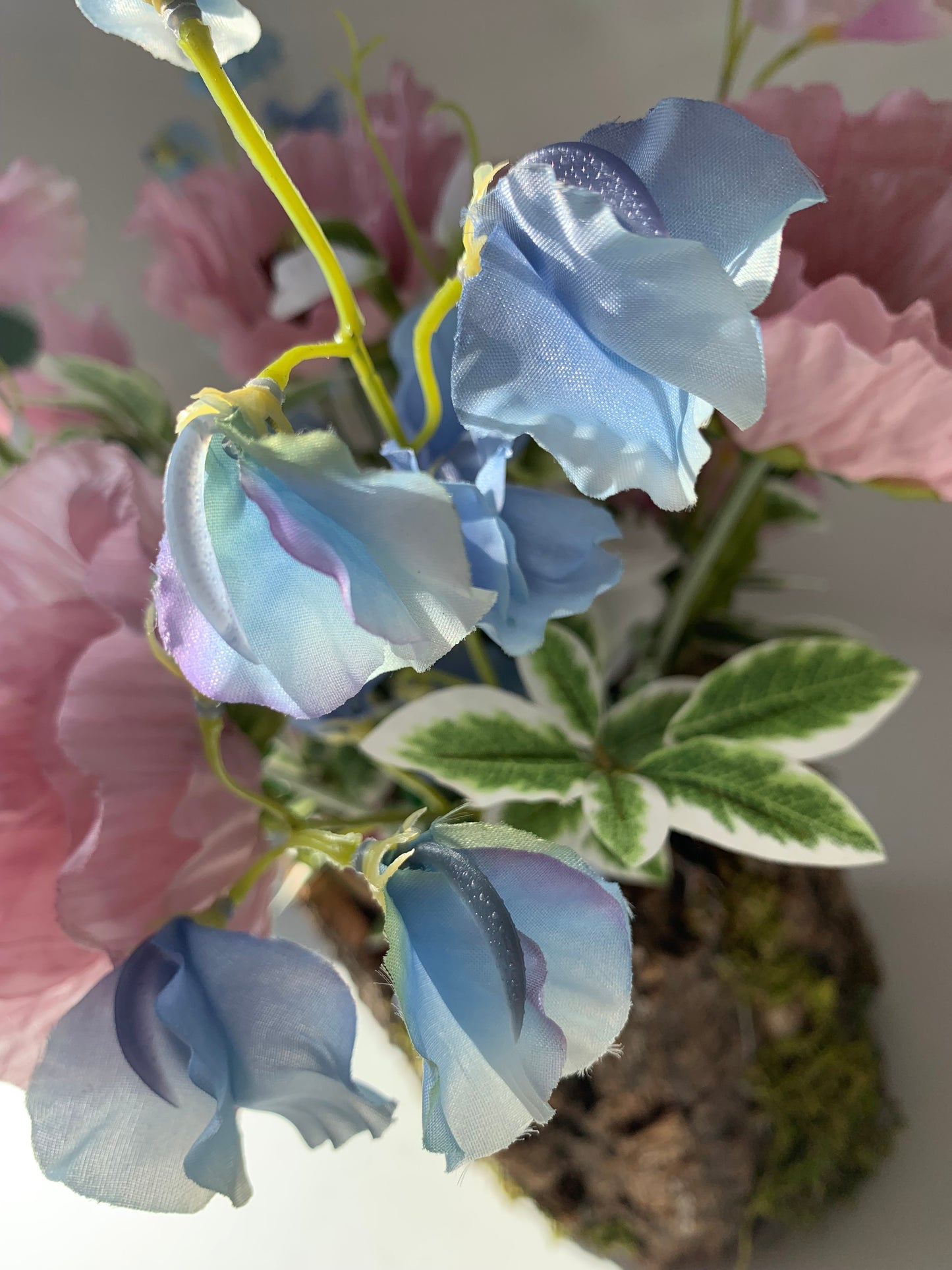 Rustic Poppy and Sweet Pea Flower Arrangement