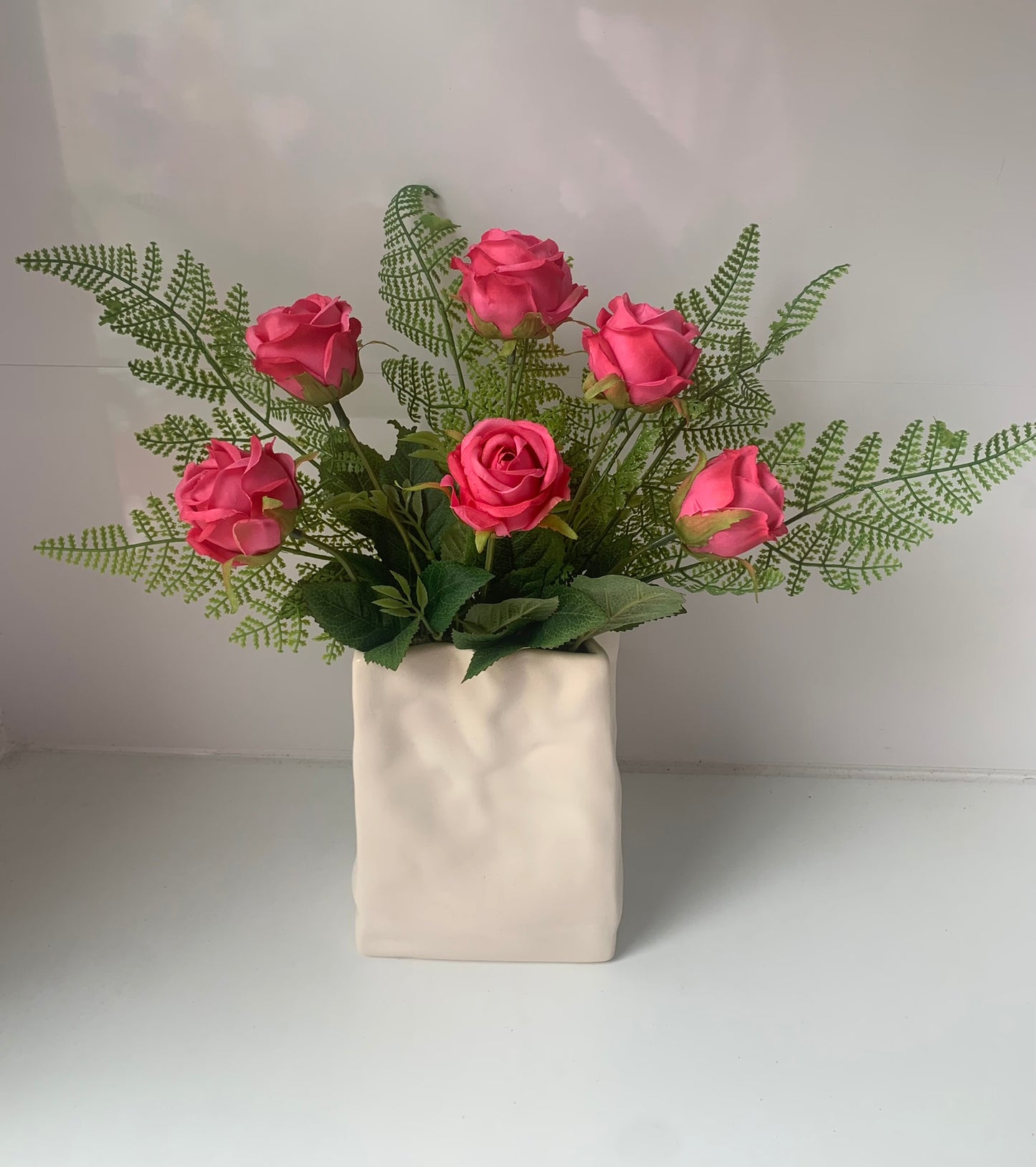 Pink Rose Paper Bag Flower Arrangement