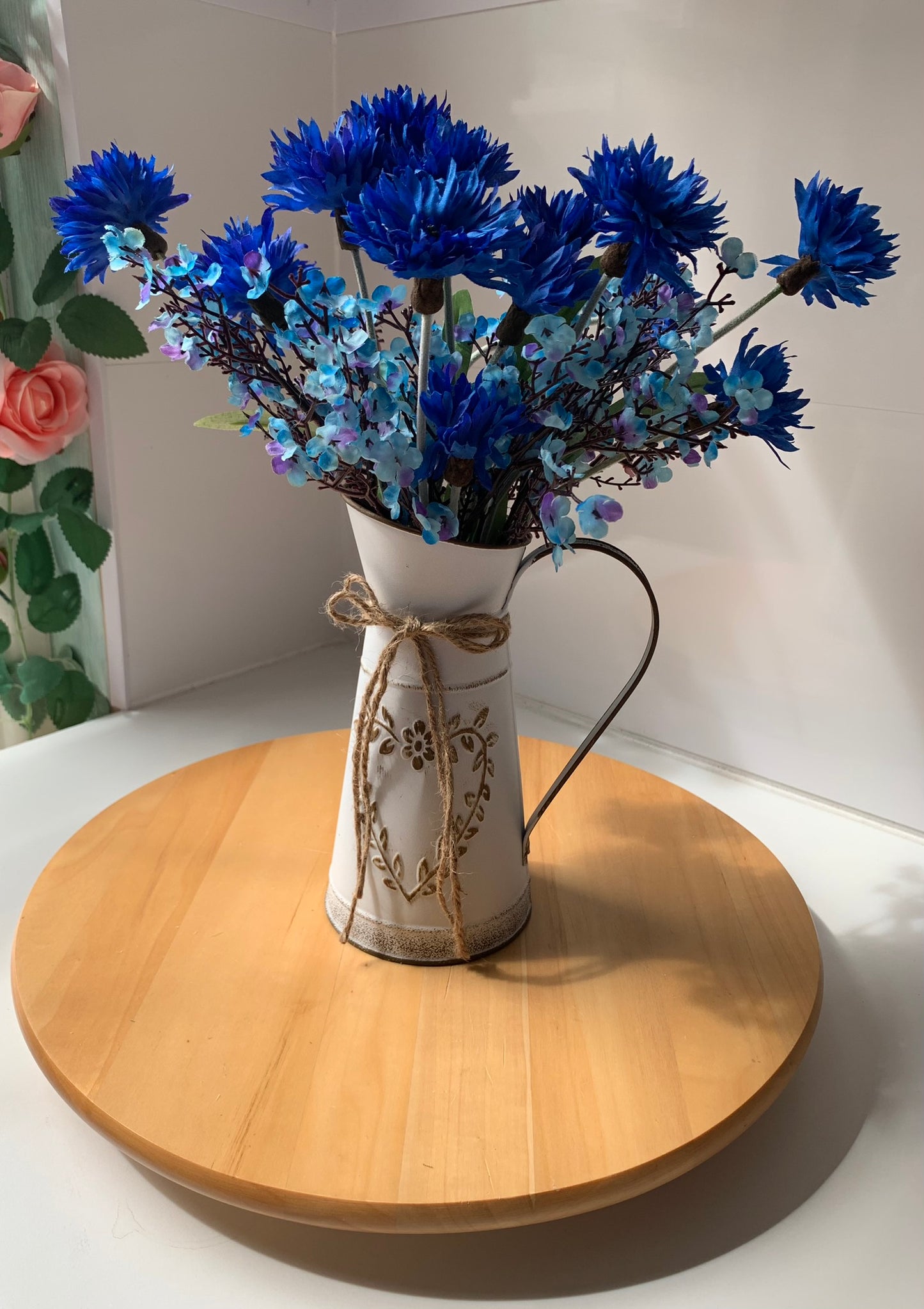 Blue Floral Milk Jug Arrangement