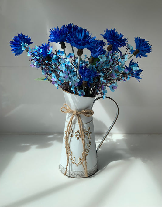 Blue Floral Milk Jug Arrangement