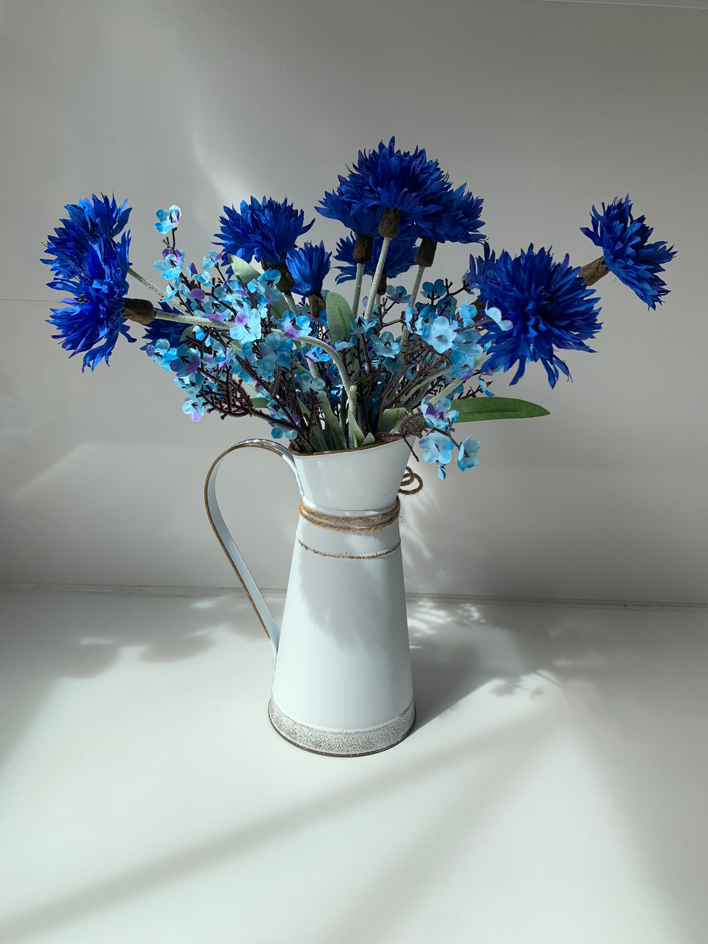 Blue Floral Milk Jug Arrangement