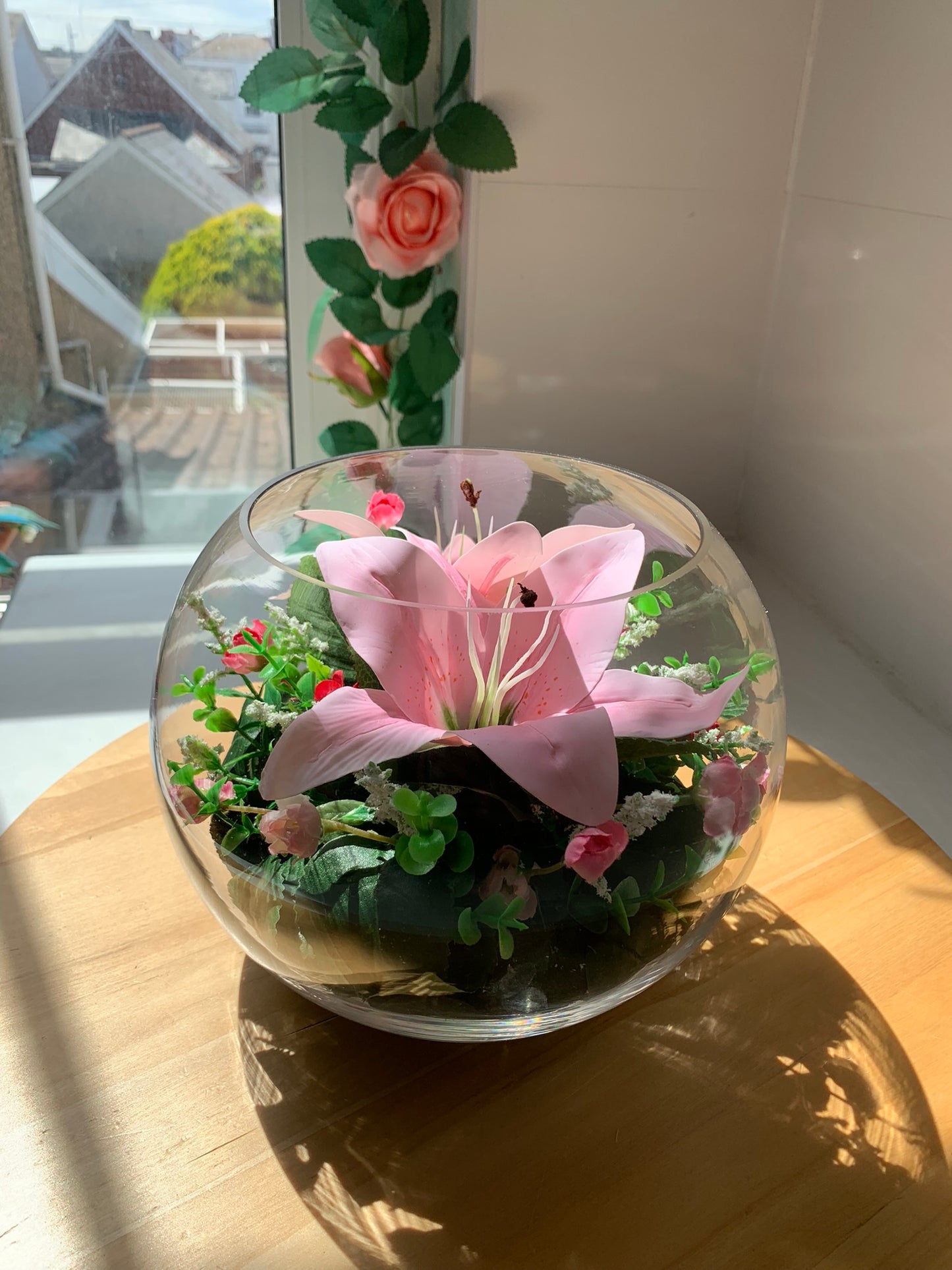 Lily Flower Fish Bowl Arrangement