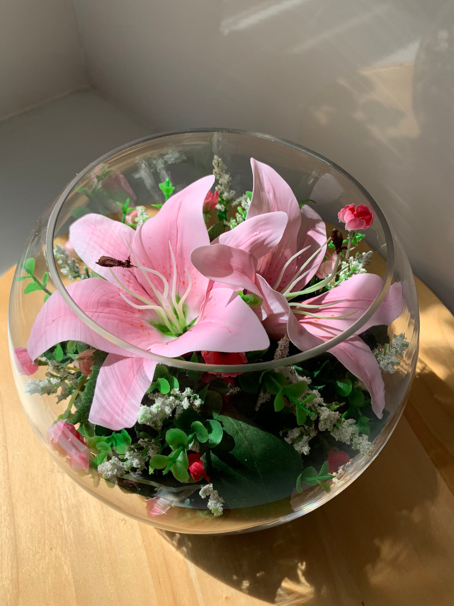 Lily Flower Fish Bowl Arrangement