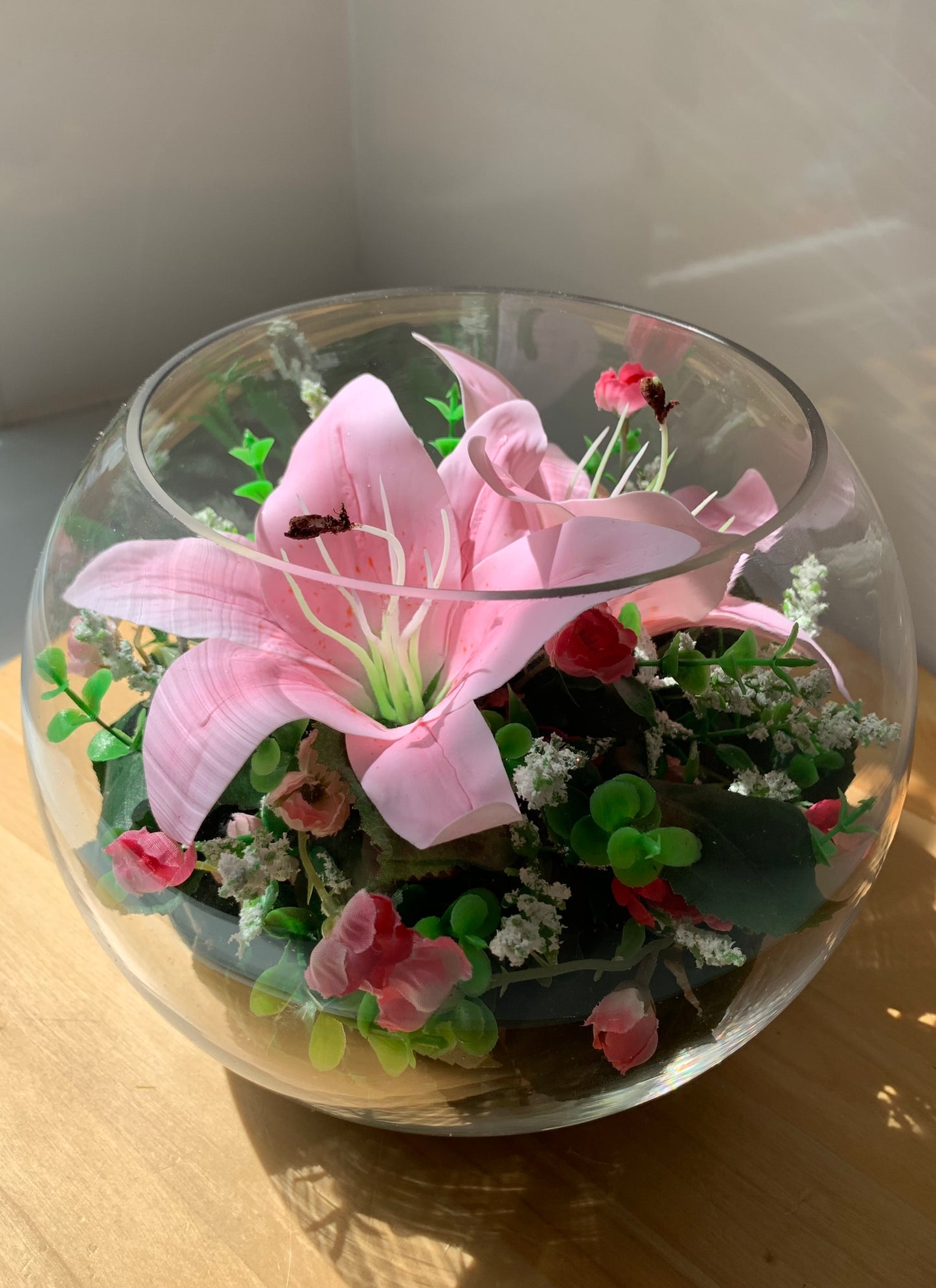 Lily Flower Fish Bowl Arrangement