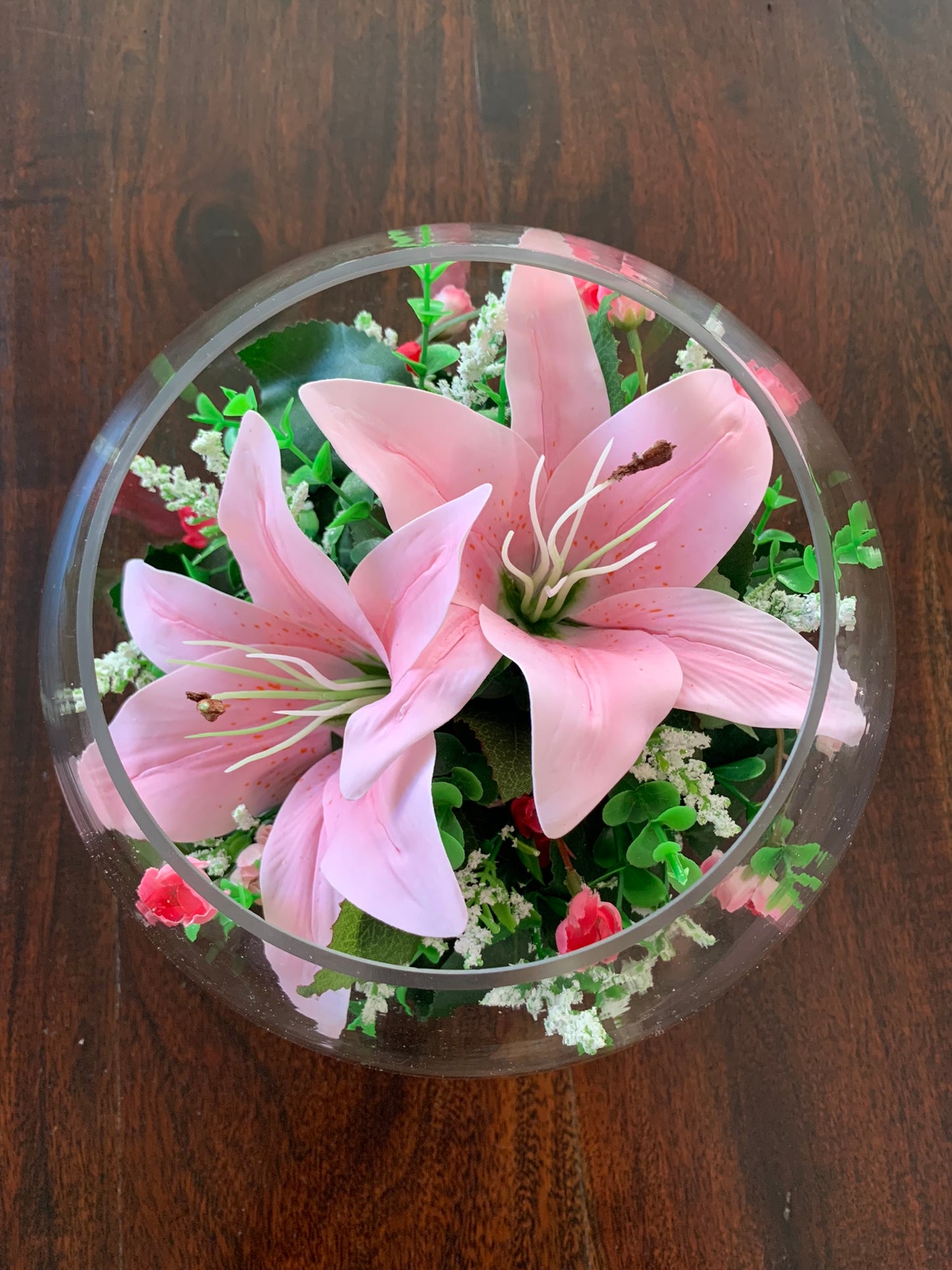 Lily Flower Fish Bowl Arrangement