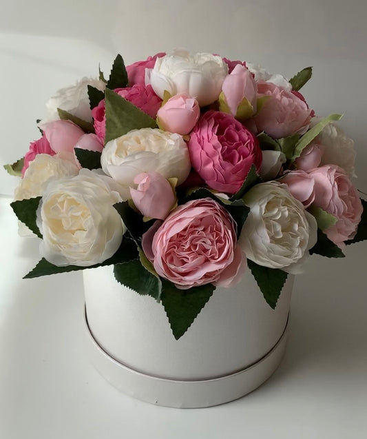 Pink Peonies Hat Box Arrangement