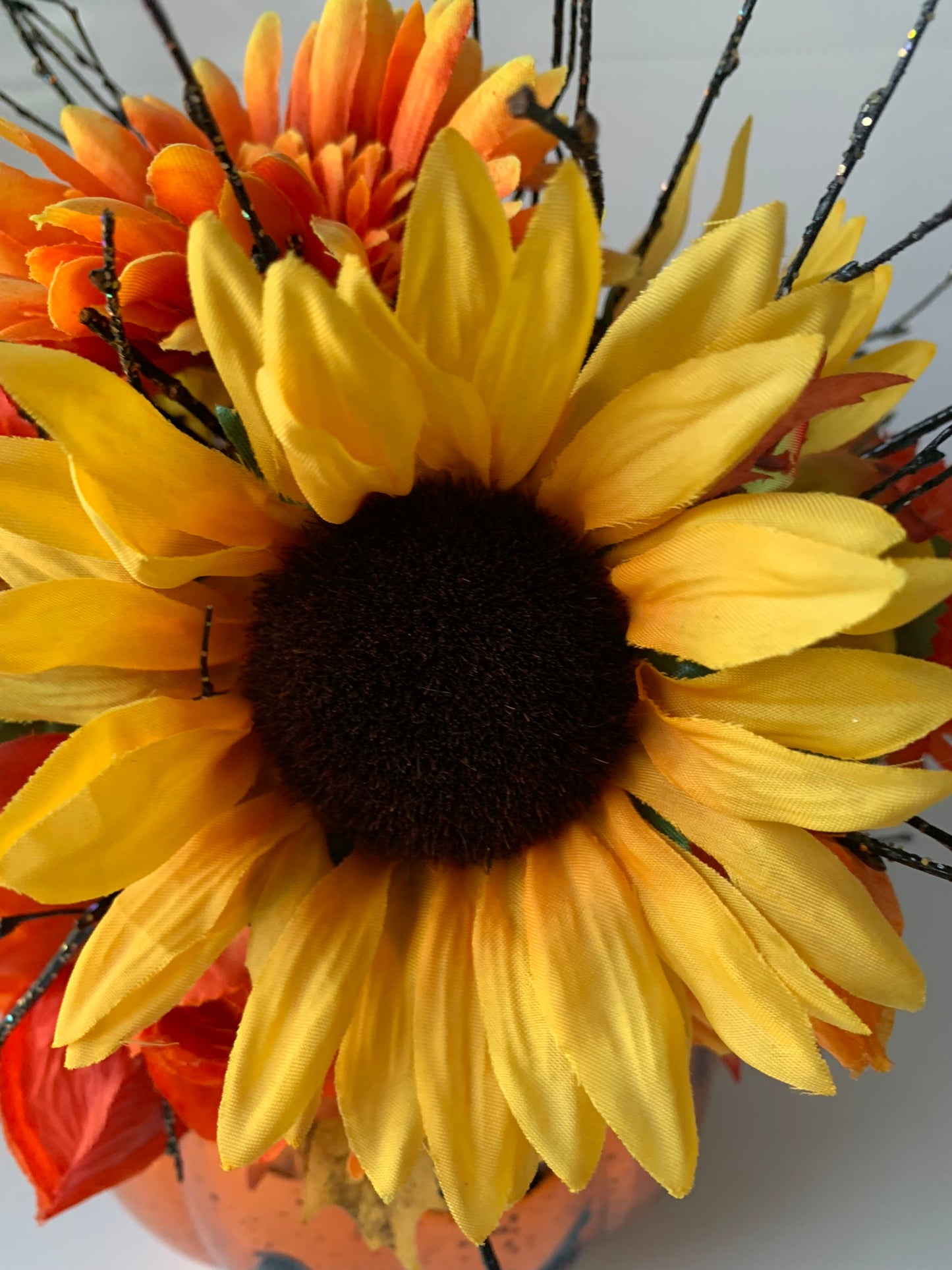 Halloween Pumpkin Flower Arrangement