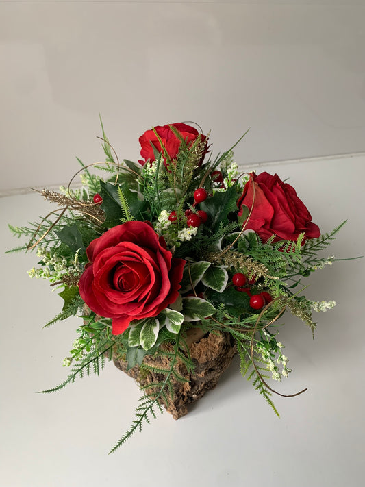 Red Rose Christmas Flower Arrangement
