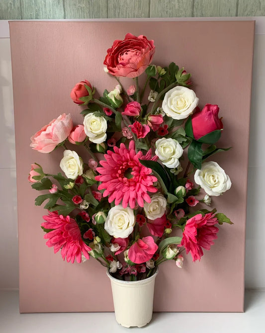 Pretty Pink Floral 3D Wall Art Canvas