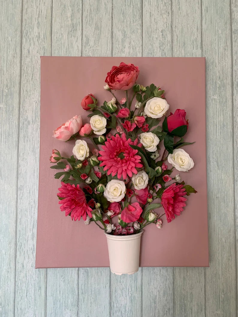 Pretty Pink Floral 3D Wall Art Canvas