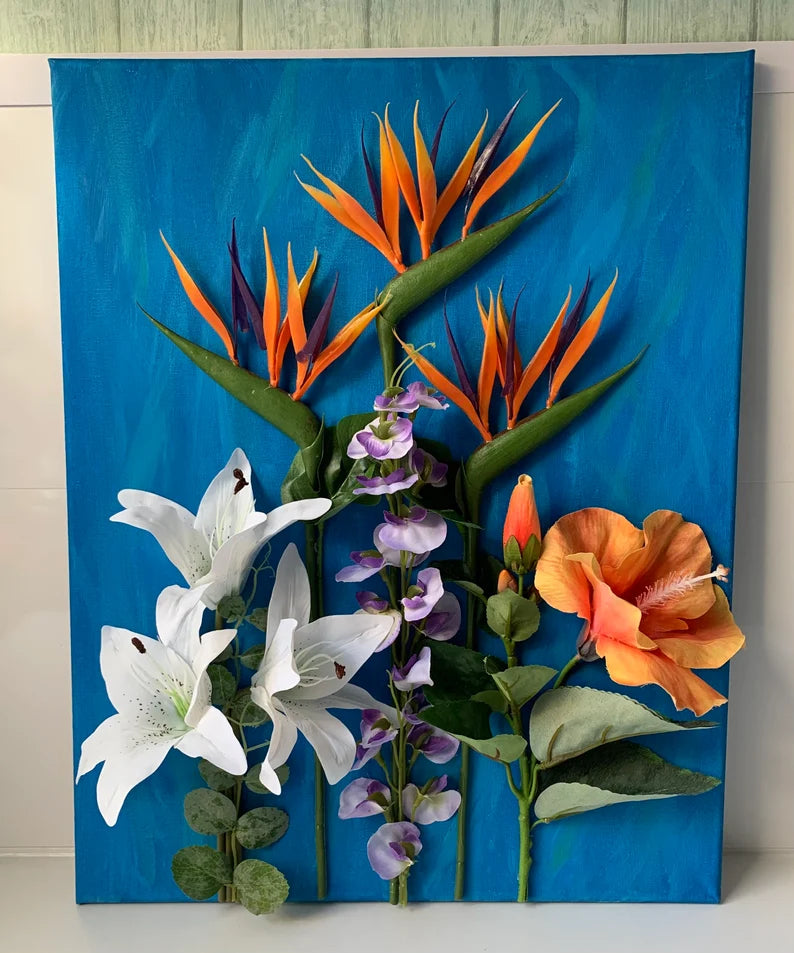 Tropical 3D Wall Art Floral Canvas