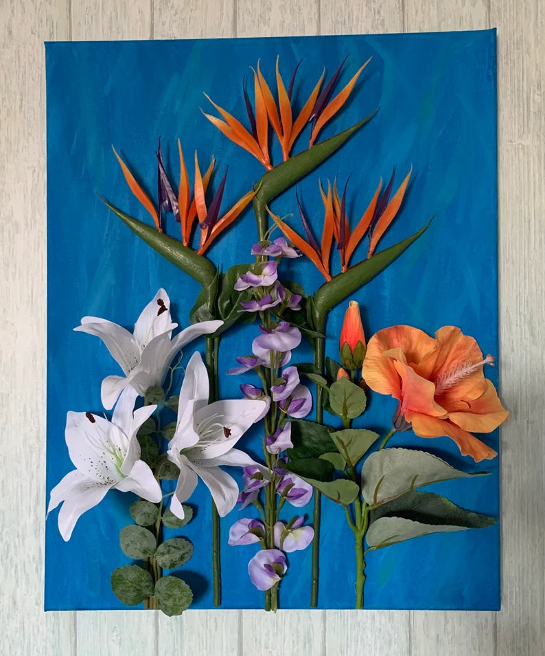 Tropical 3D Wall Art Floral Canvas